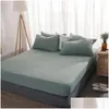 Conjuntos de cama de cama de cor s￳lida 4 PCs Conjunto de roupas de cama Microfiber roupas de cama azul marinho Grey Drop Drop Home Garden T￪xteis de t￪xteis Dhaxq