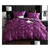 Bedding Sets Satin Silk Bedding Set Solid Color Nordic Style With Pillowcase Fl Queen King Size Drop Delivery Home Garden Textiles Su Dhgqj