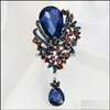 Szpilki broszki kryształowe kroplowe piny broszki diamentowe garnitur biznesowy broszki dla kobiet modne