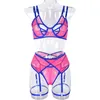 Lingerie Sexy Set Female Underwear Cut Out Patchwork Bra Erotic Intimo Uncensored See Through Outfits Fancy Lace Garter Set