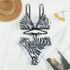 Zebra baskı bikini 2023 mayo kadınlar seksi mayolar bandaj plaj kıyafetleri bzilya biquini yüksek
