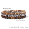 Strand 3Pcs/Set Classic Copper Chain Bracelets For Men Link 4 6 MM Beads Multi-layer Bracelet Set Natural Stone Wristband Jewelry