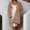 Frauen Pelz Frauen Winter Pelzigen Faux Lange Jacke Luxus Dicken Super Warm Mantel Russische Mode Oberbekleidung Flauschigen Mantel Übergröße