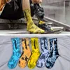 Meias masculinas Mens tie-dye Tube insere algodão selvagem algodão altíssimo Smudge Smudge Street Skateboard Sports Basketball Designer