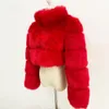 女性の毛皮のフェイクファーhjqjljls女性スタンドカラー作物フェイクファーコート女性冬の濃い暖かいふわふわした長袖短い毛皮のジャケットljls130 221122