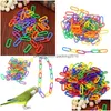 Inne zaopatrzenie ptaków Birds zabawka Mticolor Parrot Typ C Color Plastic łańcuch łącza Ptakowe zabawki Pakiet o wzorze 100 szt. 6 5JX J2 DRO