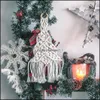 Andere home decor rame hand gebreide kerstboom tapijt tapijt hanger muur hangende geweven woning decor drop levering tuin dhxqm