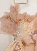 2022 Gold Flower Girl Dresses Jewel Neck Ball Spetsapplikationer Pärlor med Bow Kids Girls Pageant Dress Paljett Födelsedagsklänning Custom Made Made