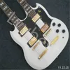 Lvybest 6 strings gitaar 2021 gemaakt in China tweekoppige mahonie body wit licht metaal chroom configuratie gratis levering
