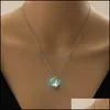 Pendentif Colliers Lueur lumineuse dans le coeur sombre maman collier bleu vert Fluorescence médaillon colliers Cage pendentif pour femmes filles Dhqy8