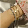 Brazalete Carta Ella Creyó Bacalao Brazalete Brazalete Acero inoxidable C en forma de pulseras abiertas Pulsera Mujer Joyería de moda Entrega de gota DHGYV