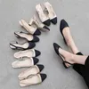 ثياب جلدية مربعة الكعب أحذية حقيقية slingbacks النساء ميوتينا منخفضة إصبع القدم مضخات سميكة الكعب العلامة التجارية سيدة الأحذية 20