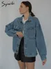 Damesjacks Syiwidii ​​denim jas voor kleding oversized jeans jas Koreaanse jassen lente herfst blauw uitkruist 221122