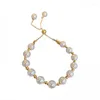 Pulseras con abalorios 2022, elegante perla artificial dorada para mujer, joyería de moda, conjunto dulce para niña de boda, accesorios