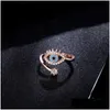 Pierścień Pierścień Pierścień Evil Eye dla kobiet Cubic Zirkonia Regulowane niebieskie oczy pierścionek mody biżuterii dostawa dhg6y
