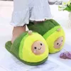 Pantofole di pelliccia da donna per la casa invernale Cute Cartoon Avocado Design Green Bedroom Ladies Plush Shoes Indoor Girls Pantofole calde J220716