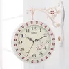 Horloges murales créatives horloge double face rétro électronique mécanique salon pendentif design moderne accessoires de décoration de la maison