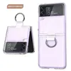 Ultra-Thin Back Clear Cases With Ring Holder Crystal Transparent Hard PC Shockproof Protective Phone Cover For Samsung Galaxy Z Flip 3 4 5G Flip4 Flip3