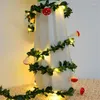 Cordes Fleur Artificielle Feuille Verte Guirlande Lumineuse Alimenté Par Batterie Décorations De Noël Pour La Maison Arbre Guirlande Lumière Désherbage Partie Décor