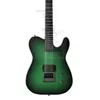 Electric guitar body and headstock shape own logo flame veneer back and head top green color center