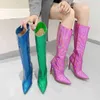 Boots Winter Womens Long Boots Fashion Pointed Toe Mirror Patent Leather Nightclub Over Knee High Heel High Boots 220913