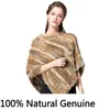 Womens Fur Faux Natural Genuine Poncho Women Cloak HandWoven Triangle Rabbit Pullover Scialle Cappotto di pelliccia naturale autunno e inverno 221122