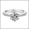 Pierścienie klastra pierścionek z diamentem moissanite kobiety Bridal zaręczynowe pierścionki ślubne moda Jewese prezent upuszczenie biżuterii Dhffv