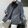 Herrläder faux denim jacka män kvinnor koreansk lös student trend avslappnad kappa alla matchar Hong Kong -stil Techwear Motorcykel Jack Punk Streetwear 221122