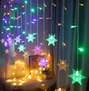 Juldekorationer Lights Snowflake Garland Curtain Led Fairy String Festoon Decor för Holiday 2023 Year Navidad 221122