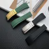 Cinturino in gomma siliconica di qualità verde nero da 20 mm per cinturino da ruolo GMT OYSTERFLEX Bracciale logo on255g252U