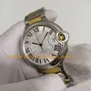 6 Color Men's size Watches With Box Men 42mm Mechanical Silver Dial Steel 18k Yellow Gold Two Tone Bracelet And Rose Gold Automatic Watch Wristwatches