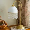 Tischlampen American Retro Glaslampe Schlafzimmer Vintage Quaste Nachttisch Gold Eisen Schreibtisch Wohnzimmer Home Decor LED Nachtlicht