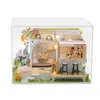 Puppenhaus Accessoires Cat Cafe Back Garden Holzpuppenhaus mit LED Light Furniture für Erwachsene Geschenke DIY Miniatur 221122