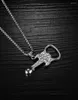 Pendentif Colliers Collier De Tire-Bouchon En Forme De Guitare En Argent Antique En Acier Inoxydable Crâne Bijoux Hip Hop Pour Hommes