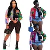 Grande taille 3xl femmes veste concepteur automne et hiver mode motif imprimé fil couleur contraste bouton Baseball uniforme 3 couleurs