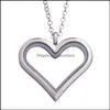 Médaillons flottant médaillon coeur pendentif collier ouvrable vivant mémoire colliers pour femmes enfants bricolage mode bijoux livraison directe Dhcgi