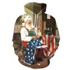 남성용 후드 산타 클로스 요소 패션 캐주얼 3D 프린팅 재미있는 까마귀 크리스마스 선물