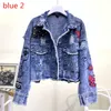 Kurtki damskie dżinsowy płaszcz sprężyn jean płaszcza żeńska graffiti nit dziewczyna odzież wierzchnia niebieska 221122
