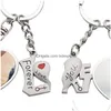 Party Favor Sublimation Par KeyChain Favor Metal Letter Gravering Charm Hearthaped Key Ring Romantic Valentines Day Gift 5517 Q2 DH3SA