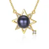 Marca Otto stelle Perla d'acqua dolce s925 Collana con ciondolo in argento Gioielli da donna Moda signora Placcatura in oro 18 carati Zircone Esclusiva Collana con catena a clavicola Accessori