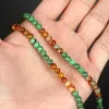 Kedjor myanmar naturlig jade ett lasthalsband äkta gulgröna 5mm pärlor en3000#