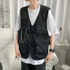 Herenvesten Casual Fashion Techwear Streetwear Punk Cargo Chain Mult Practical Pockets Mannelijke Jackets Mouwloze kleding 221122