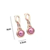 Womens Colored pearl earrings Studs Designer Jewelry for women Double chain Studs Full Brand as Wedding Christmas Gift254R7930703