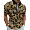 Polos masculinos de manga curta camisa p￳lo colorido din￢mico 3d colar de impress￣o de z￭per respir￡vel roupas de alta qualidade 221122