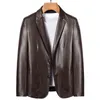 Men's Leather Faux YN-2262 Natural Sheep Casual Suit Jacket Slim Spring and Autumn Thin Section Black Brown 221122