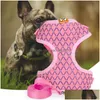 Hondenkragen riemen mode stevige puppy harnas met strass mesh roostere vest honden riem pet touw ketting voor buitenwandeling 7 8 dhfrn