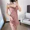 Женская одежда для сна 2022 Nightgown Women 2pcs Root Set Satin Kimono Bathrobe Plage Sexy Intimate Lingere Lingere кружев