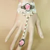 Bracelets de charme manual de renda branca pérola rosa bracelete de flores retro jóias de jóias de jóias ecológicas ligas de zinco antigo banhado a bronze