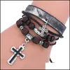 Charm armband Jesus kors charm armband tr￤p￤rlor str￤ng justerbar mtilayer wrap l￤der armband armband manschett f￶r kvinnor m￤n fa dh2nt