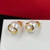 Fashion Gold Pearl Sangle Drop Bringle Stud Designer Boucles d'oreilles pour la femme pour femmes Bride Party Mariage Amateurs de cadeaux Bijoux